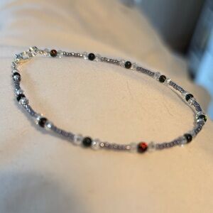 Black opal and white crystal Accent Beads Bracelet